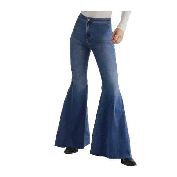 Free People We The Free Just Float On Flare Jeans Blue Size 26 NWT Bell Bottom - Picture 1 of 11